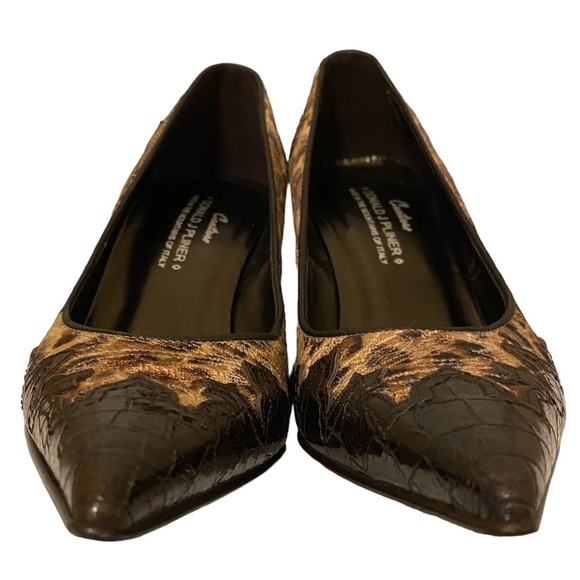 Donald J Pliner, Couture Vintage Leather Leopard Print, Brown, 3”Heels. Sz 7.5M - Picture 2 of 7
